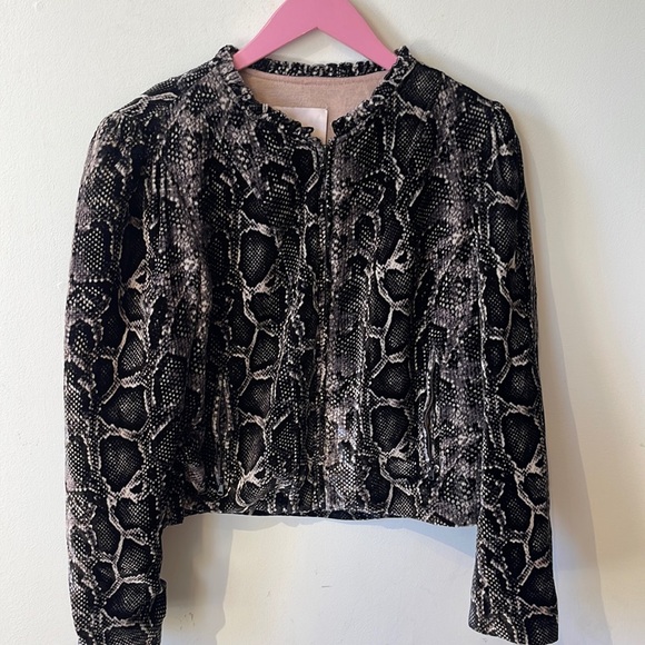 Rebecca Taylor Velvet Skakeskin Print Blazer size Large - Picture 1 of 8